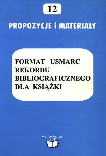 Okładka Format USMARC rekordu bibliograficznego dla książki