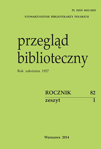 Okładka Bibliotekarstwo. Pod red. Anny Tokarskiej. Warszawa: Wydaw. SBP, 2013, 728 s. (Nauka. Dydaktyka. Praktyka, 144), ISBN 978-83-61464-95-2