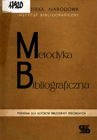 Okładka Metodyka bibliograficzna