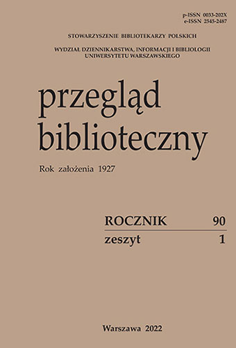 Okładka Przegląd Biblioteczny 2022, z. 1